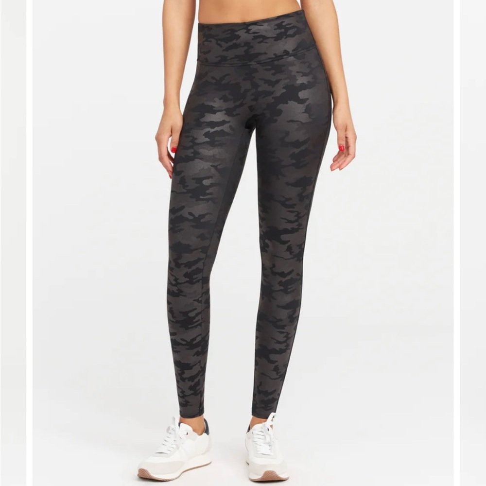 SPANX Faux Leather Camo Leggings